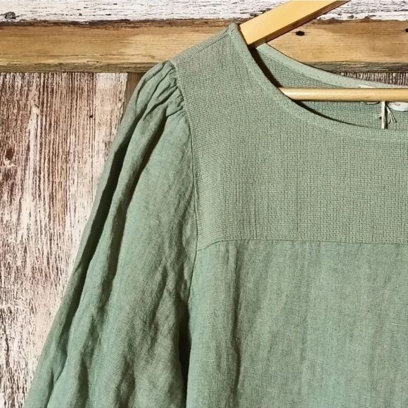 Bellambra Sage Elegant Linen Peasant Style Top Small - Picture 8 of 10